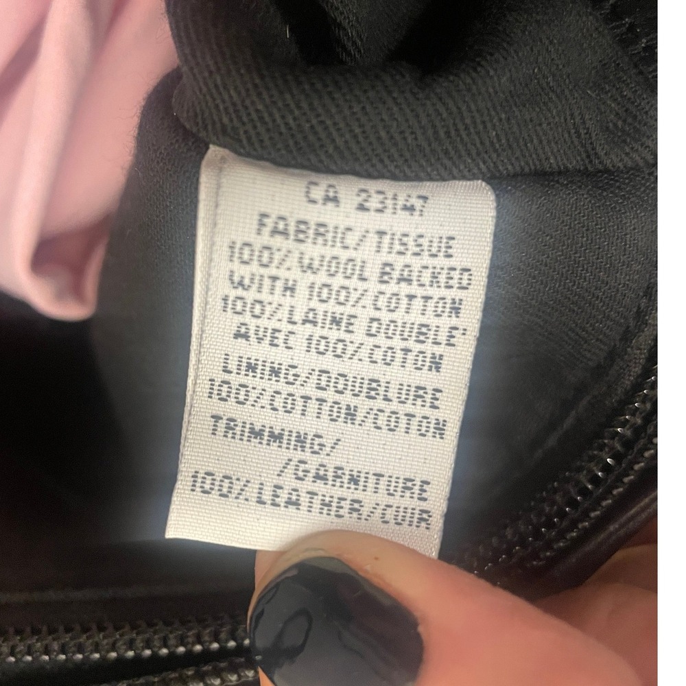 Made in Italy Wool Leather Trim Tote Bag Charcoal Grey Black by Talbots - Picture 5 of 6